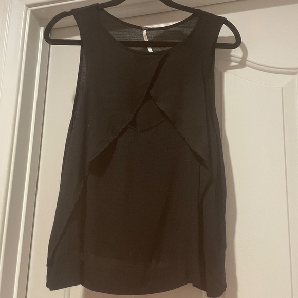 Free People Crinkle Look Through Top, Black, Size Small - Picture 8 of 11